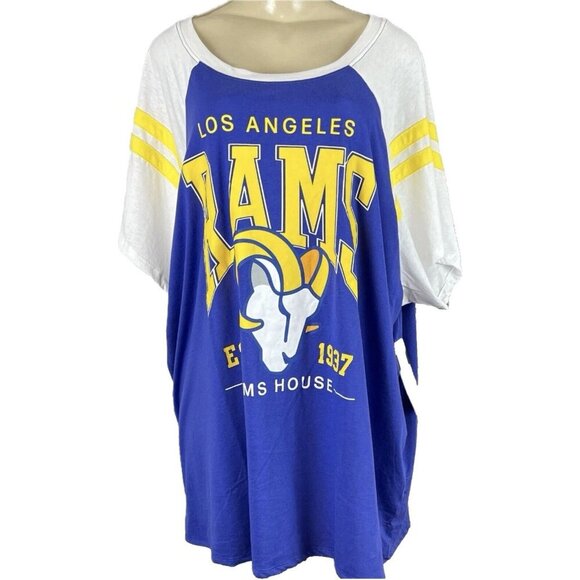 NFL Team Apparel +6 Los Angeles Rams Team Color Graphic Half Sleeve Jersey Tee - Picture 2 of 6
